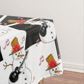 メリークリスマスブラックツリーズホワイト雪だるま テーブルクロス (インサイチュ)
