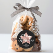 メリークリスマスブラックバラ金ゴールドスター ラウンドシール