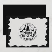 メリークリスマスブラックフラットホリデーカード シーズンカード (正面/裏面)