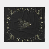 メリークリスマスブラックフリースブランケット フリースブランケット (正面(横))