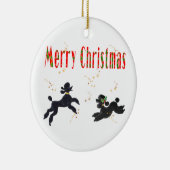 メリークリスマスブラックプードルズンスターズオーナメント セラミックオーナメント (右)
