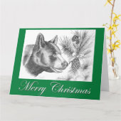 メリークリスマスブラックベア カード (黄色い花)