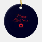 メリークリスマスブラックロックブルークラシカルユニーク セラミックオーナメント (正面)