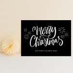 メリークリスマスブラック書道モダン非写真 シーズンカード<br><div class="desc">メリークリスマスブラック書道モダンノンフォトホリデーカード。カスタマイズ可能パーソナライズされたで休日の挨拶を友達、同僚や家族にシンプル送信するモダン、シックで写真のデザインのフェスティバルエレガント、自然なミニマリストのスタイルカード！書道の下に表示されるメッセージはカスタムタイポグラフィに表示さモダンれる。</div>