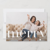 メリークリスマスブラック植物写真 招待状 (正面)