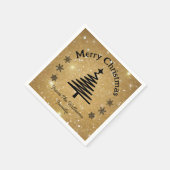 メリークリスマスブラック金ゴールドグリッターラグジュアリーホリデー スタンダードカクテルナプキン (角)