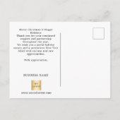 メリークリスマスブラック金ゴールドスクリプトビジネスロゴ シーズンポストカード (裏面)