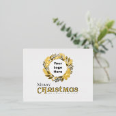 メリークリスマスブラック金ゴールドリース事業 箔シーズンポストカード (立ち正面)