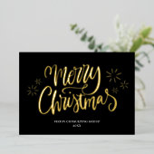 メリークリスマスブラック金ゴールド書道ビジネス 箔シーズンカード (立ち正面)
