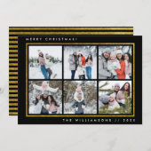 メリークリスマスブラック&ゴールドフォイル6枚の正方形写真 シーズンカード (正面/裏面)