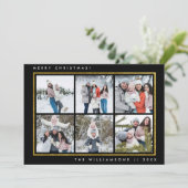 メリークリスマスブラック&ゴールドフォイル6枚の正方形写真 シーズンカード (スタンド正面)