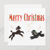 メリークリスマスブラック&チョコレートプードル シーズンカード (正面/裏面)