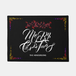 メリークリスマスブラック- ドアマット