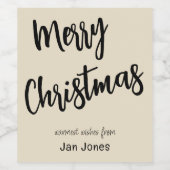 メリークリスマスブラック&パール、6セットの名前 ワインラベル (シングルラベル)