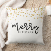 メリークリスマスブラック&ホワイトと金ゴールドルックドット クッション (ブランケット)