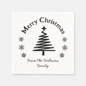 メリークリスマスブラック&ホワイトシンプルモダン スタンダードカクテルナプキン (正面)