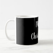 メリークリスマスブラック&ホワイトタイポグラフィフェスティバル コーヒーマグカップ (左)