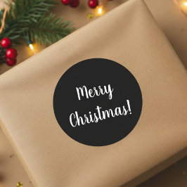 メリークリスマスブラック&ホワイトタイポグラフィ ラウンドシール