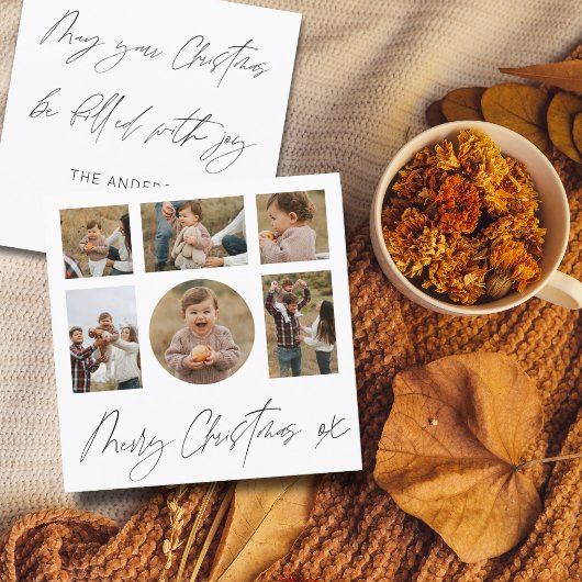 メリークリスマスブラック&ホワイトフォトコラージュ シーズンカード