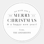 メリークリスマスブラック&ホワイトホリデー ラウンドシール (正面)