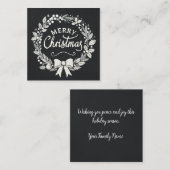 メリークリスマスブラック&ホワイトミニホリデーカード ノートカード (正面/裏面)