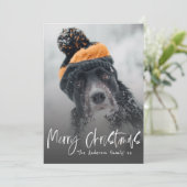 メリークリスマスブラック&ホワイト書道1写真 シーズンカード (スタンド正面)