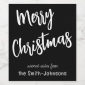 メリークリスマスブラック&ホワイト、6のセットの名前 ワインラベル (シングルラベル)