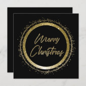 メリークリスマスブラック&金ゴールドクリスマス シーズンカード (正面/裏面)