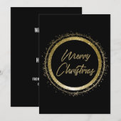 メリークリスマスブラック&金ゴールドクリスマス シーズンカード (正面/裏面)