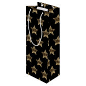 メリークリスマスブラック&金ゴールドルックスターズ ワインギフトバッグ (裏面アングル)