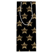 メリークリスマスブラック&金ゴールドルックスターズ ワインギフトバッグ (裏面)