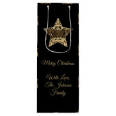 メリークリスマスブラック&金ゴールドルックスターズ ワインギフトバッグ (正面)
