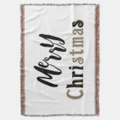 メリークリスマスブラック&金ゴールド文字ブランケット スローブランケット (正面縦)