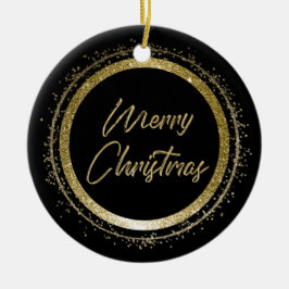 メリークリスマスブラック&金ゴールド セラミックオーナメント
