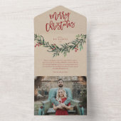 メリークリスマスブランチの写真の休日をスクリプト オールインワン招待状 (内側)