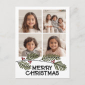 メリークリスマスブランチ – 4フォトスクリプモダント シーズンポストカード (正面)