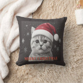 メリークリスマスブリティッシュショートヘア猫サンタ猫 クッション (ブランケット)
