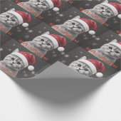 メリークリスマスブリティッシュショートヘア猫サンタ猫 ラッピングペーパー (角)