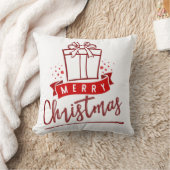 メリークリスマスブルゴーニュプレゼントタイポグラフィ クッション (ブランケット)