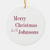 メリークリスマスブルゴーニュミニマル セラミックオーナメント (正面)