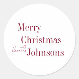 メリークリスマスブルゴーニュミニマル ラウンドシール