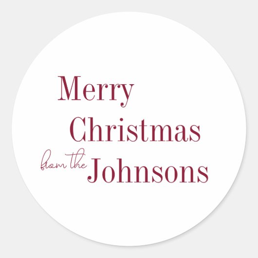 メリークリスマスブルゴーニュミニマル ラウンドシール (正面)