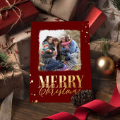 メリークリスマスブルゴーニュ書道二枚写真 箔シーズンポストカード