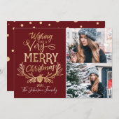 メリークリスマスブルゴーニュ金ゴールドフェスティバル家族写真 シーズンカード (正面/裏面)