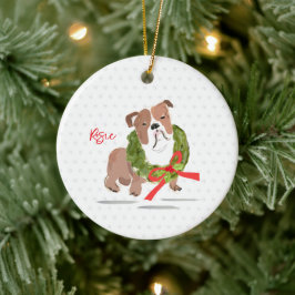 メリークリスマスブルドッグ名ホリーYEAR Dog セラミックオーナメント