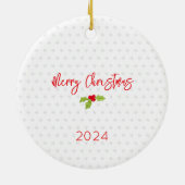 メリークリスマスブルドッグ名ホリーYEAR Dog セラミックオーナメント (裏面)