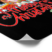 メリークリスマスブルドッグ恋人サンタ・トナカイ・ライト ポスター (角)