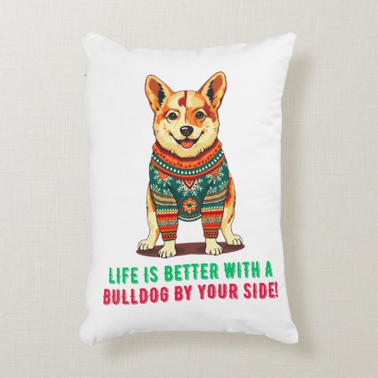 メリークリスマスブルドッグ アクセントクッション (正面(垂直))