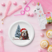 メリークリスマスブルドッグ ペーパープレート (パーティー)