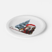 メリークリスマスブルドッグ ペーパープレート (アングル)